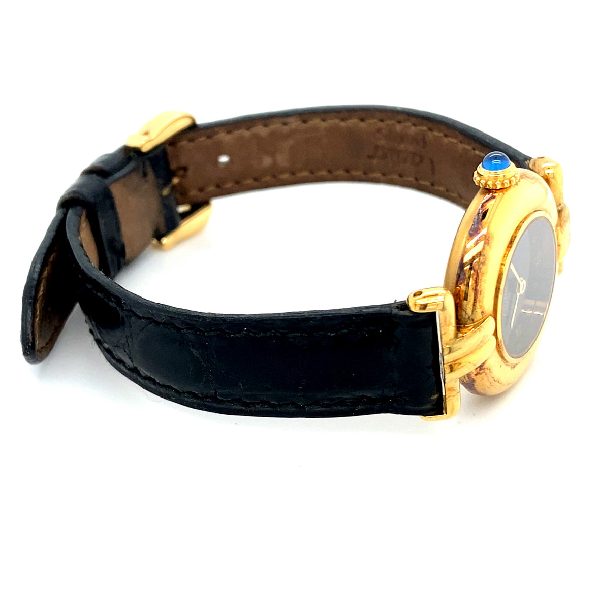 Cartier Vermeil 925er Silber Vergoldet 24mm Damenuhr