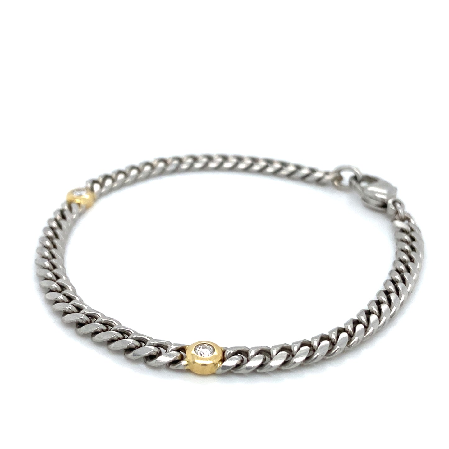 Massives Platin Brillanten Armband 950Pt 750er Gelbgold 19cm x 4,5mm