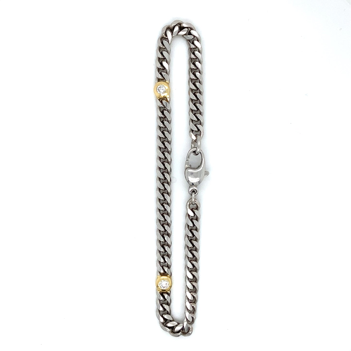 Massives Platin Brillanten Armband 950Pt 750er Gelbgold 19cm x 4,5mm