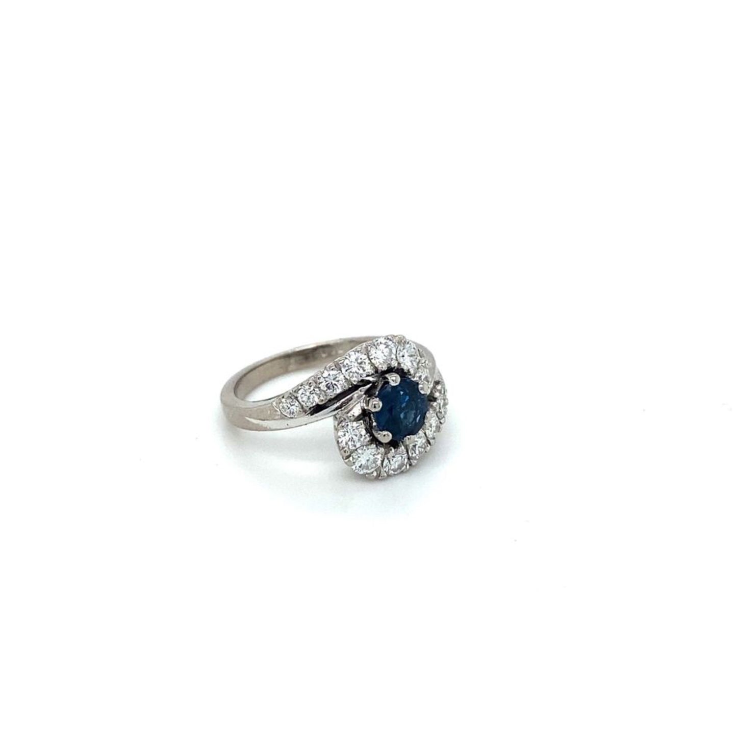 Saphir Brillant Ring Goldring RG 47,5 18K Weißgold