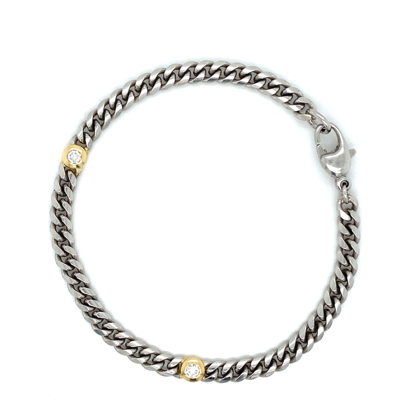 Massives Platin Brillanten Armband 950Pt 750er Gelbgold 19cm x 4,5mm