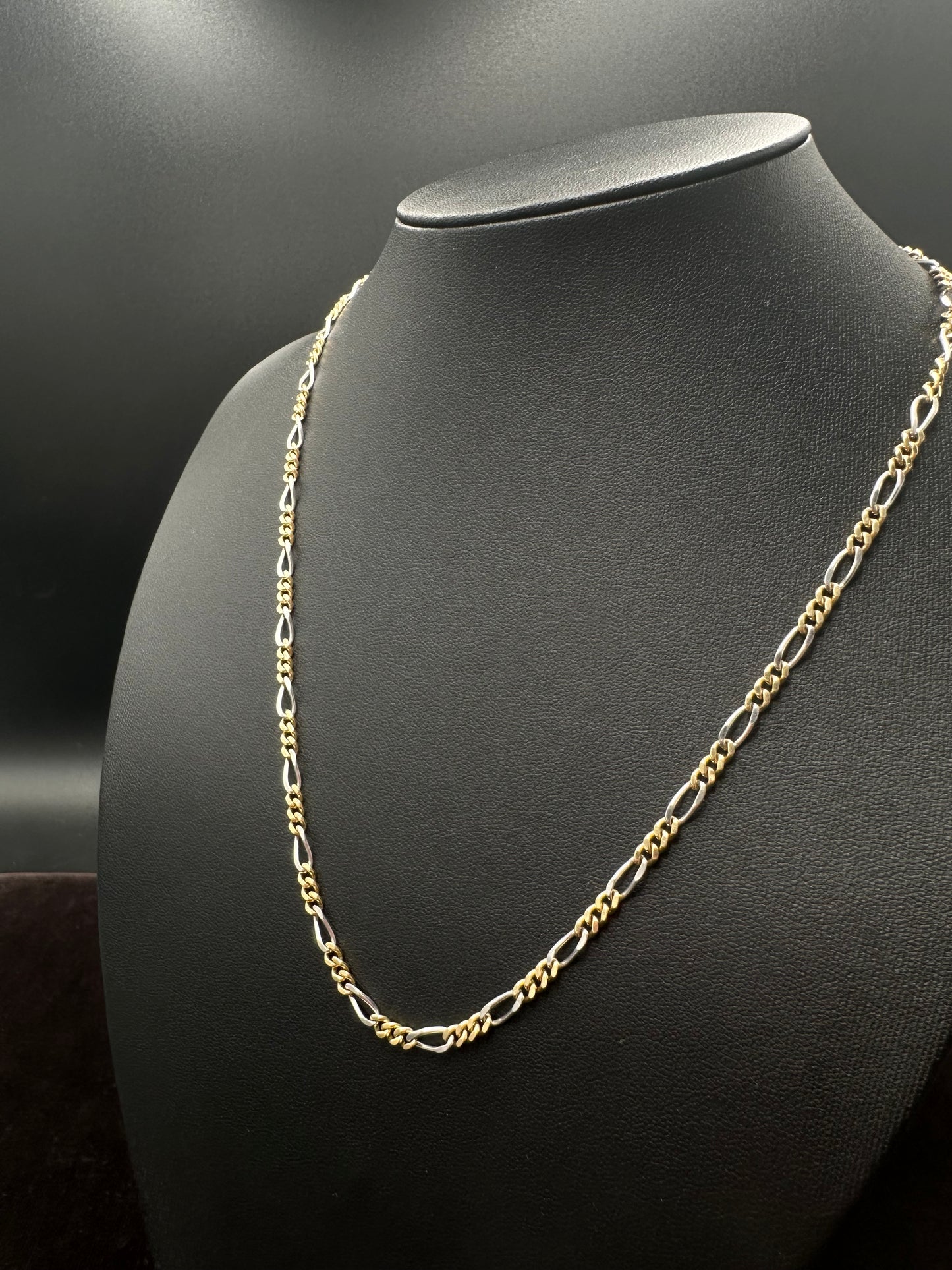 Bicolor Figarokette 585 Goldkette 14Karat Figaro 50cm x 3mm Weiß-/Gelbgold