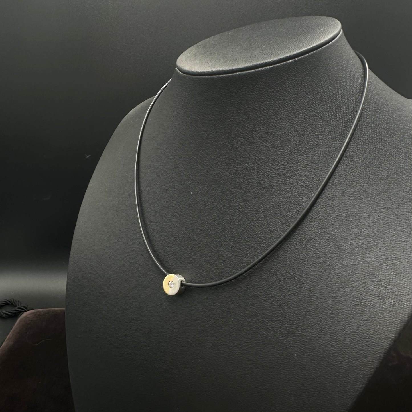 Kautschukkette mit 0,11ct Brillanten Platin Gold Anhänger 750 18Karat 950Pt 41,5cm