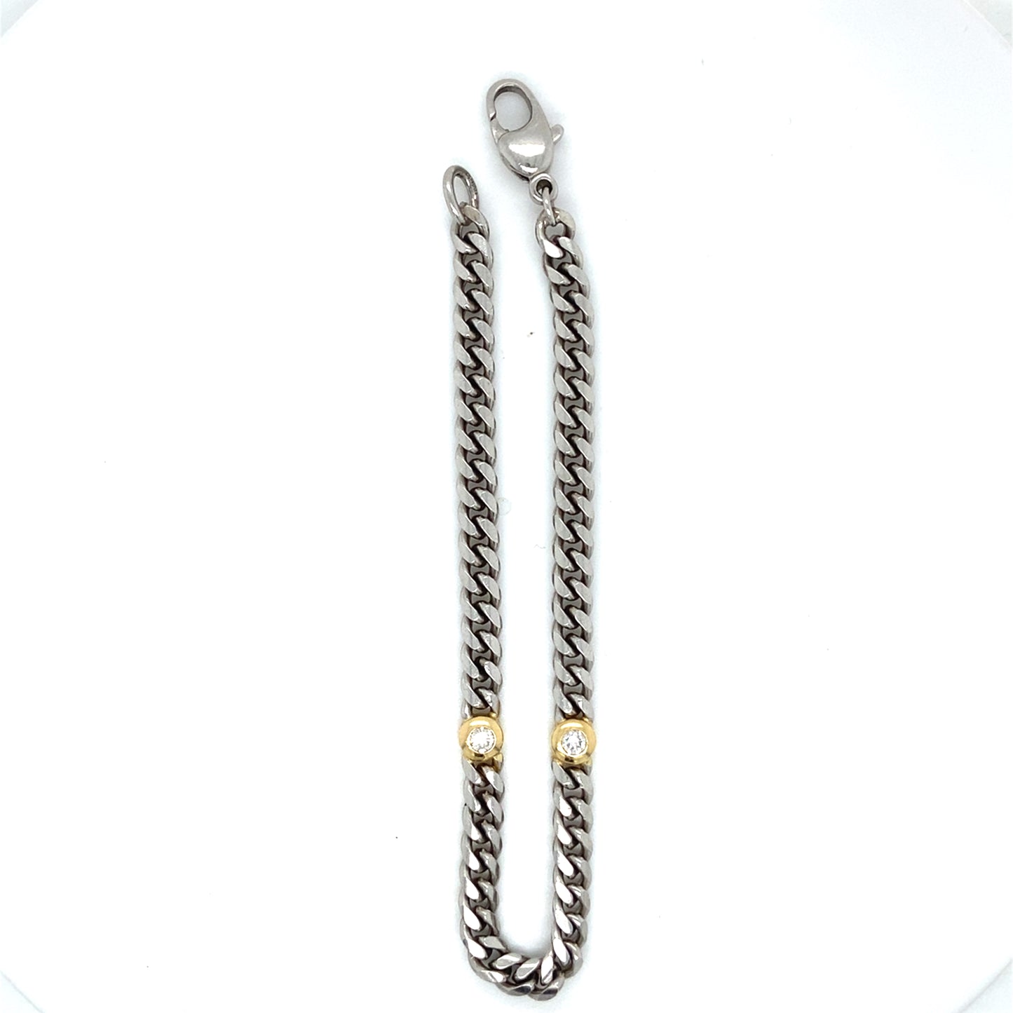 Massives Platin Brillanten Armband 950Pt 750er Gelbgold 19cm x 4,5mm