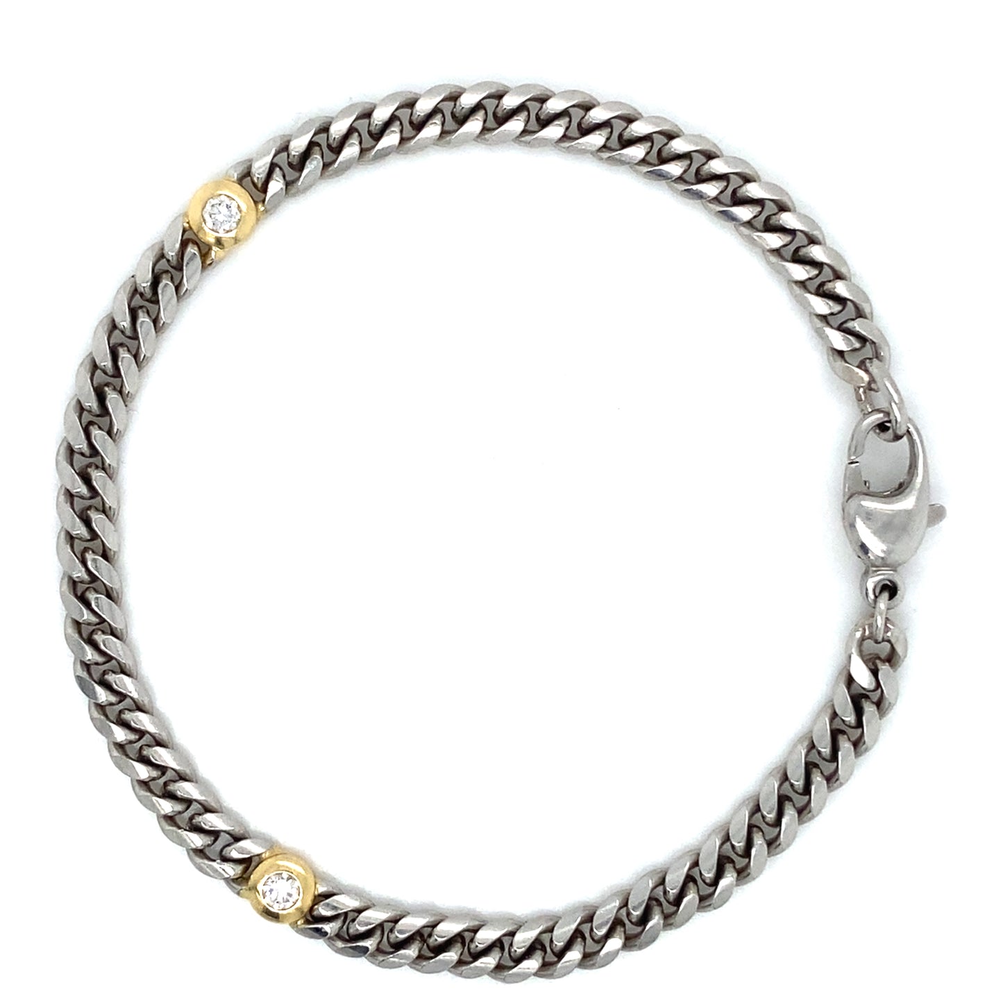 Massives Platin Brillanten Armband 950Pt 750er Gelbgold 19cm x 4,5mm