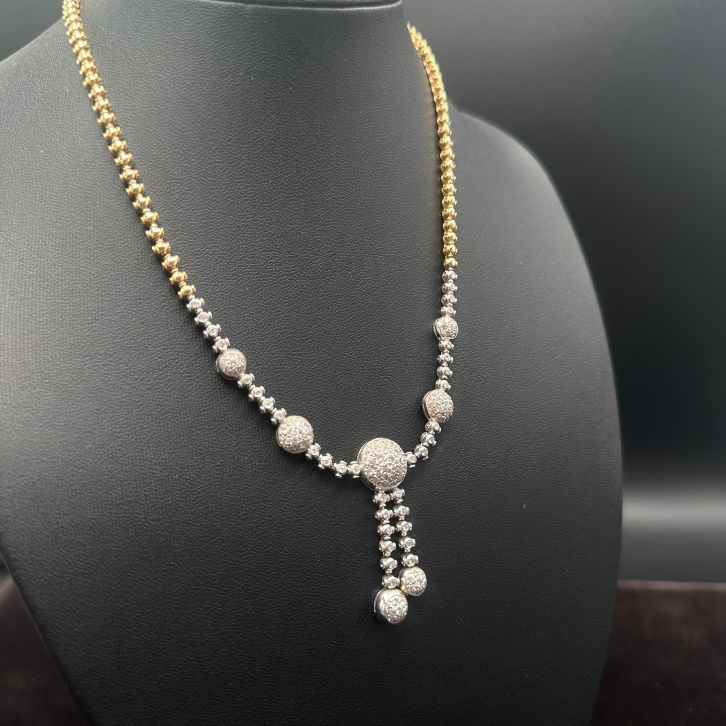 Brillanten Collier 1,63ct Diamanten 750 18K Goldschmiede Arbeit 43cm x 4mm Bicolor