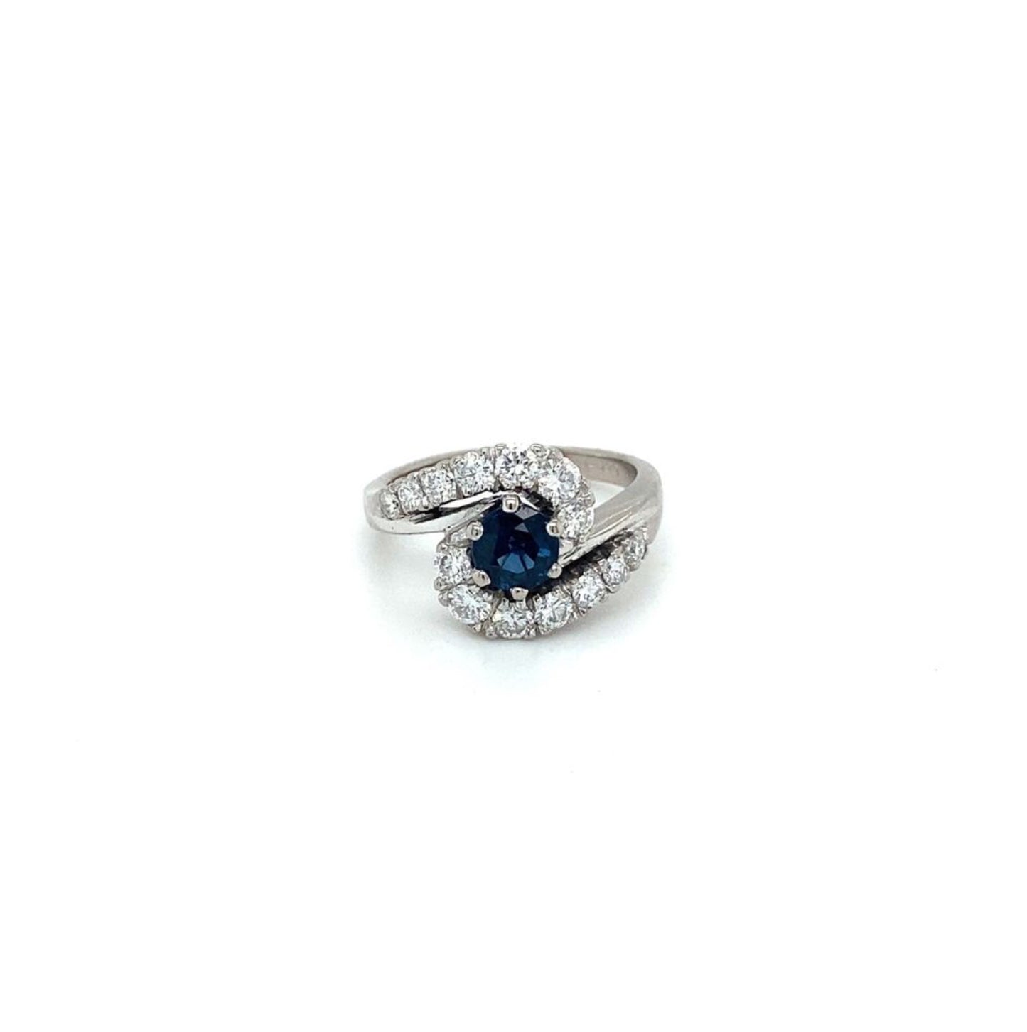 Saphir Brillant Ring Goldring RG 47,5 18K Weißgold