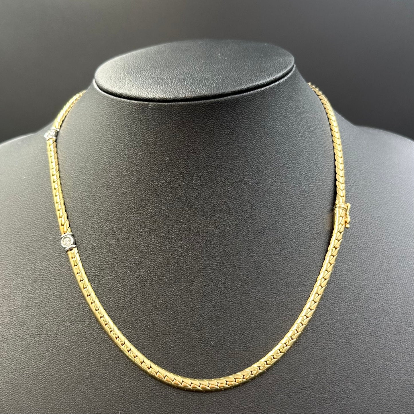 Brillanten Collier 40cm x 3mm 14Karat Gelbgold