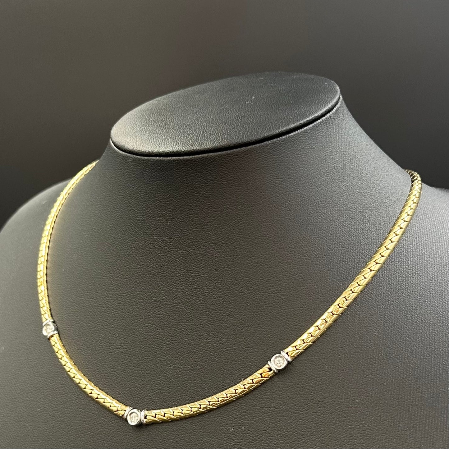 Brillanten Collier 40cm x 3mm 14Karat Gelbgold