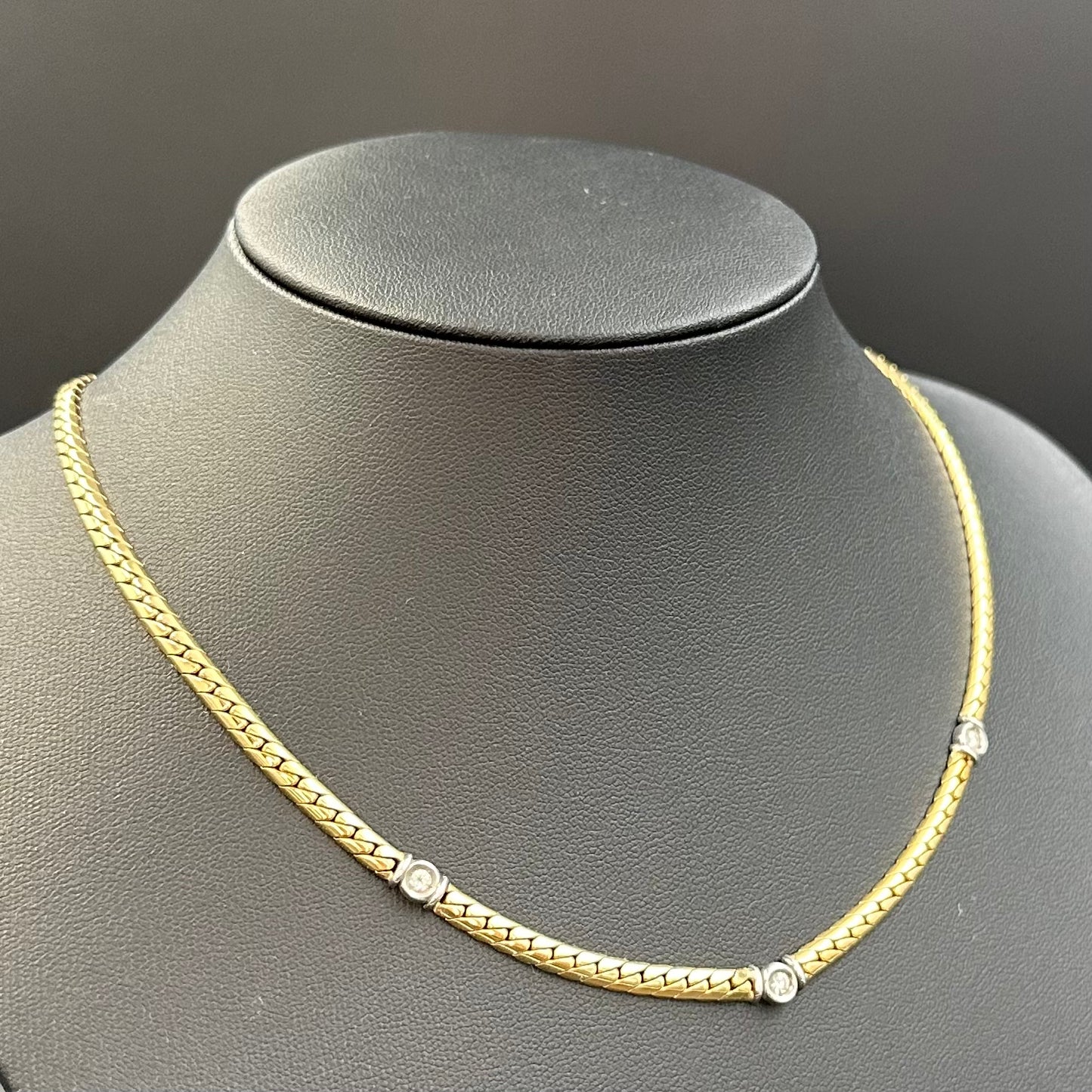 Brillanten Collier 40cm x 3mm 14Karat Gelbgold