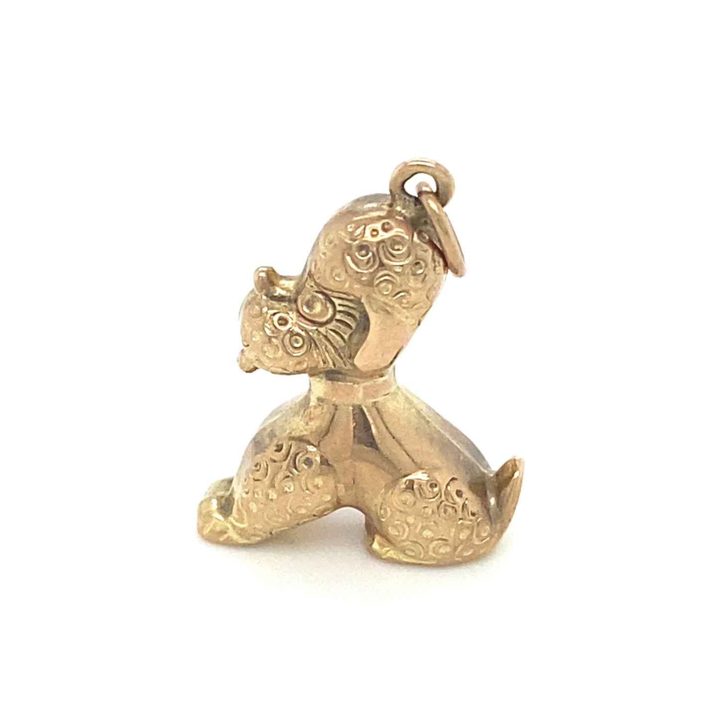 Hund-Anhänger 18mm x 16mm 8K Gelbgold