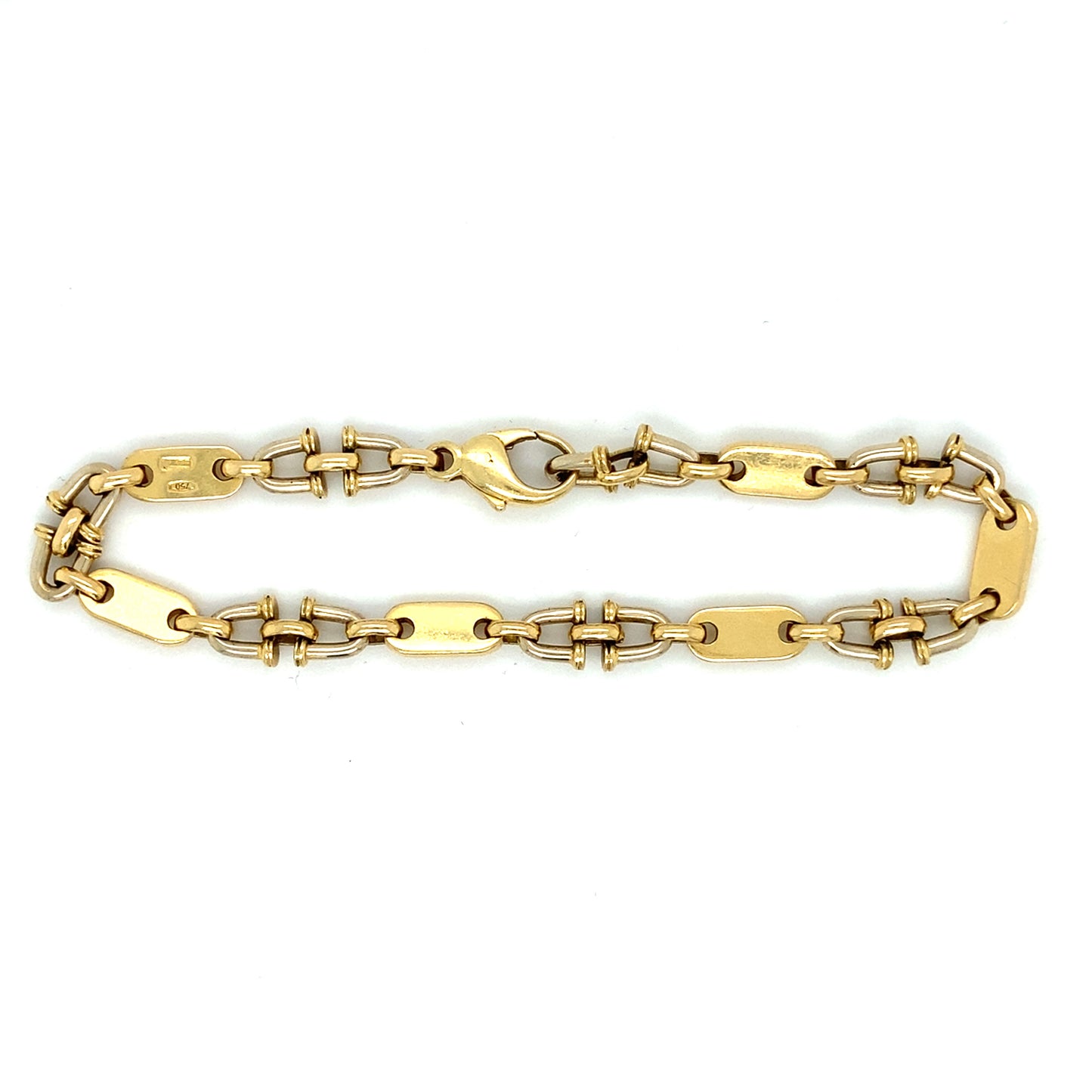 Steigbügel Armband 18 Karat 750 20cm x 6mm Gelbgold Plattenarmband Goldarmband