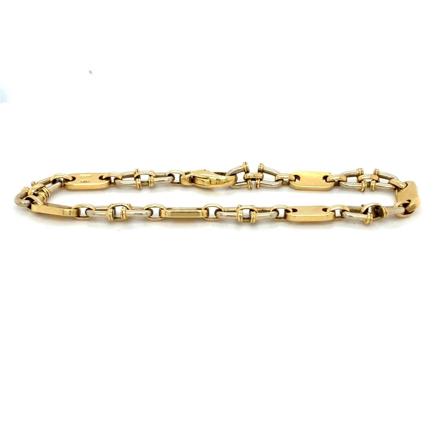 Steigbügel Armband 18 Karat 750 20cm x 6mm Gelbgold Plattenarmband Goldarmband