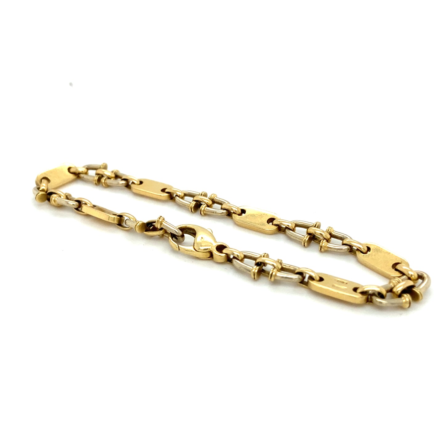 Steigbügel Armband 18 Karat 750 20cm x 6mm Gelbgold Plattenarmband Goldarmband