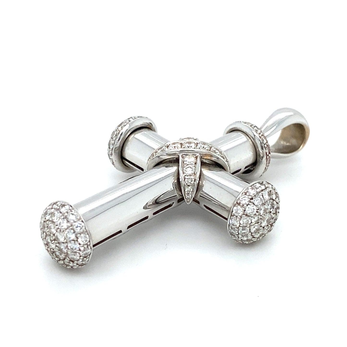 Brillanten Kreuz Weißgold Anhänger 750er Weißgold 18Karat 4,55ct Brillanten 5mm Öse