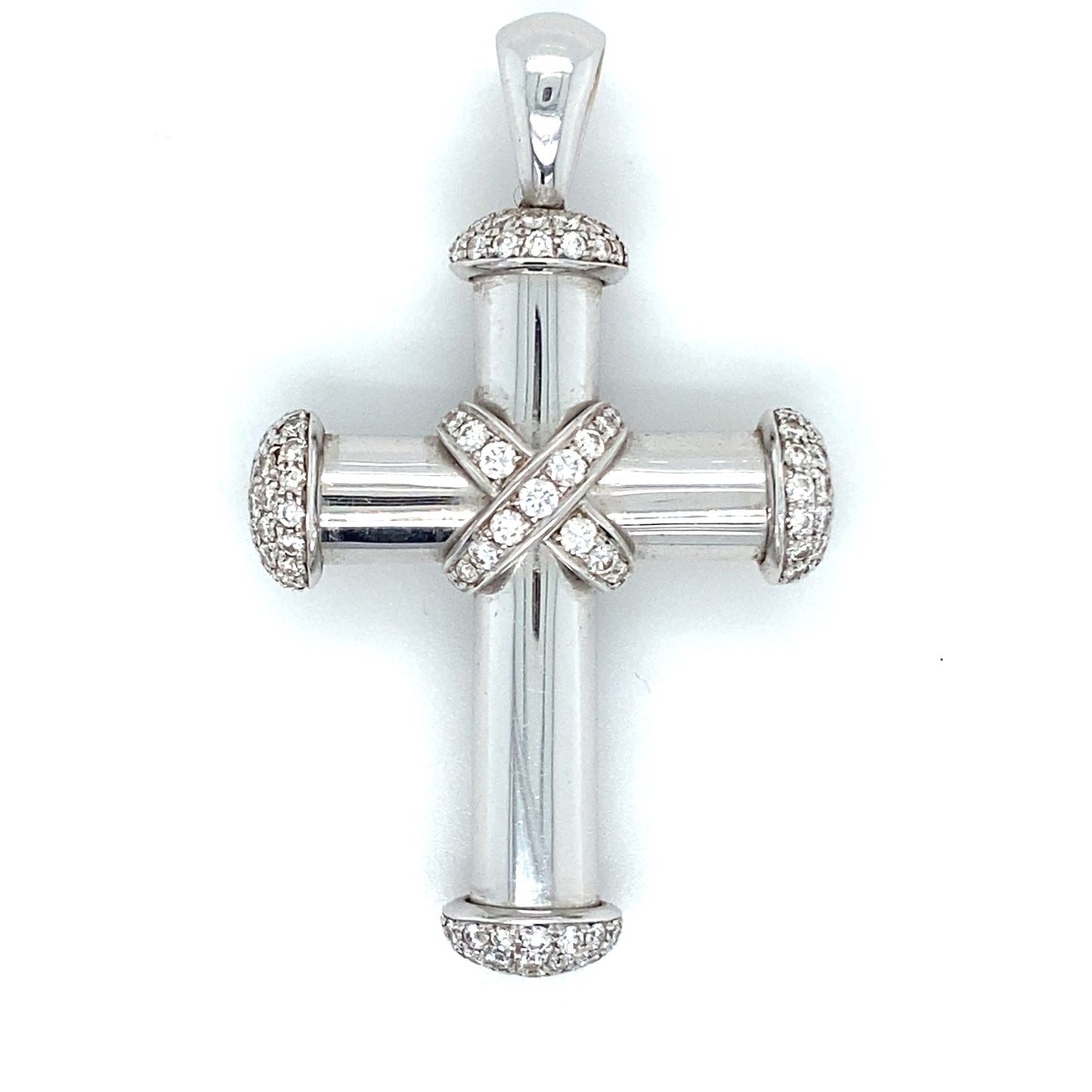 Brillanten Kreuz Weißgold Anhänger 750er Weißgold 18Karat 4,55ct Brillanten 5mm Öse