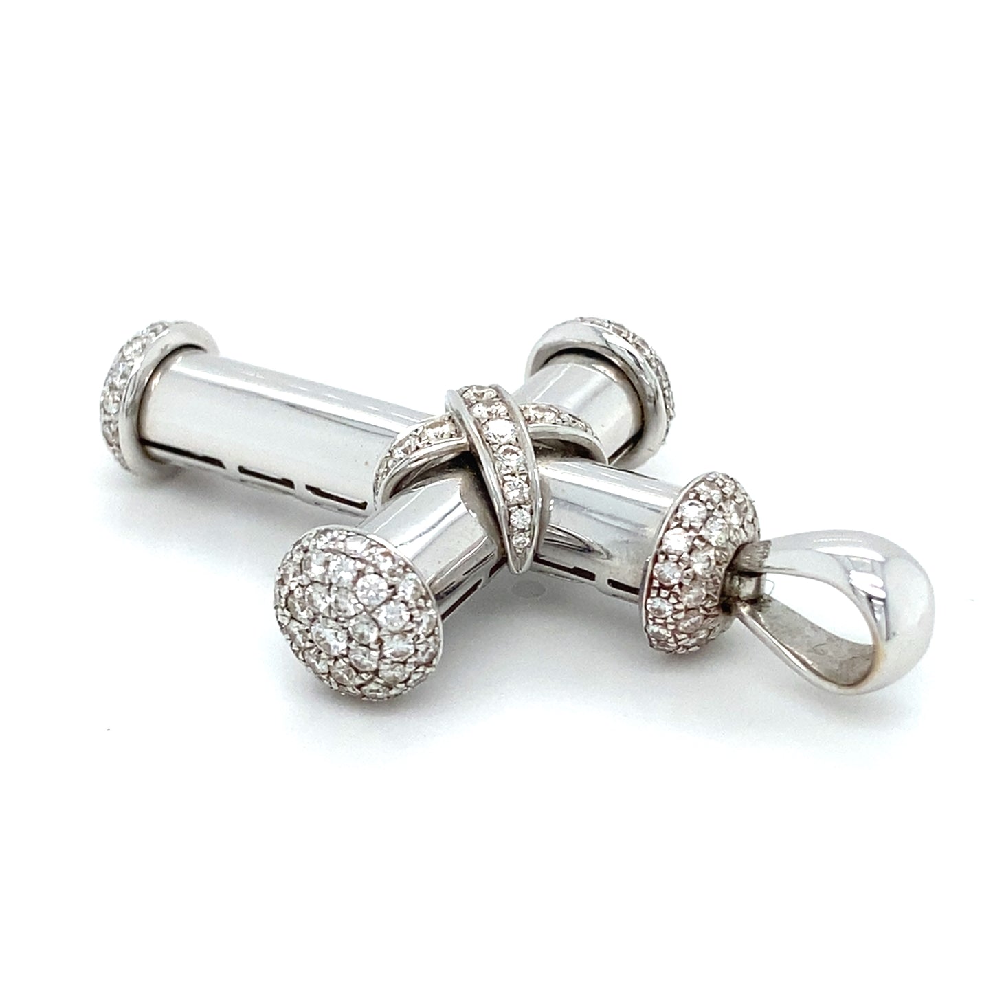 Brillanten Kreuz Weißgold Anhänger 750er Weißgold 18Karat 4,55ct Brillanten 5mm Öse
