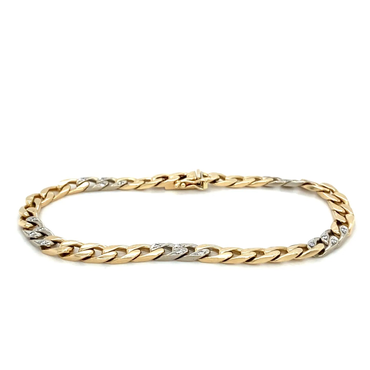 Panzer Bicolor Brill Armband 585er Gelbgold 14K Goldarmband 21cm