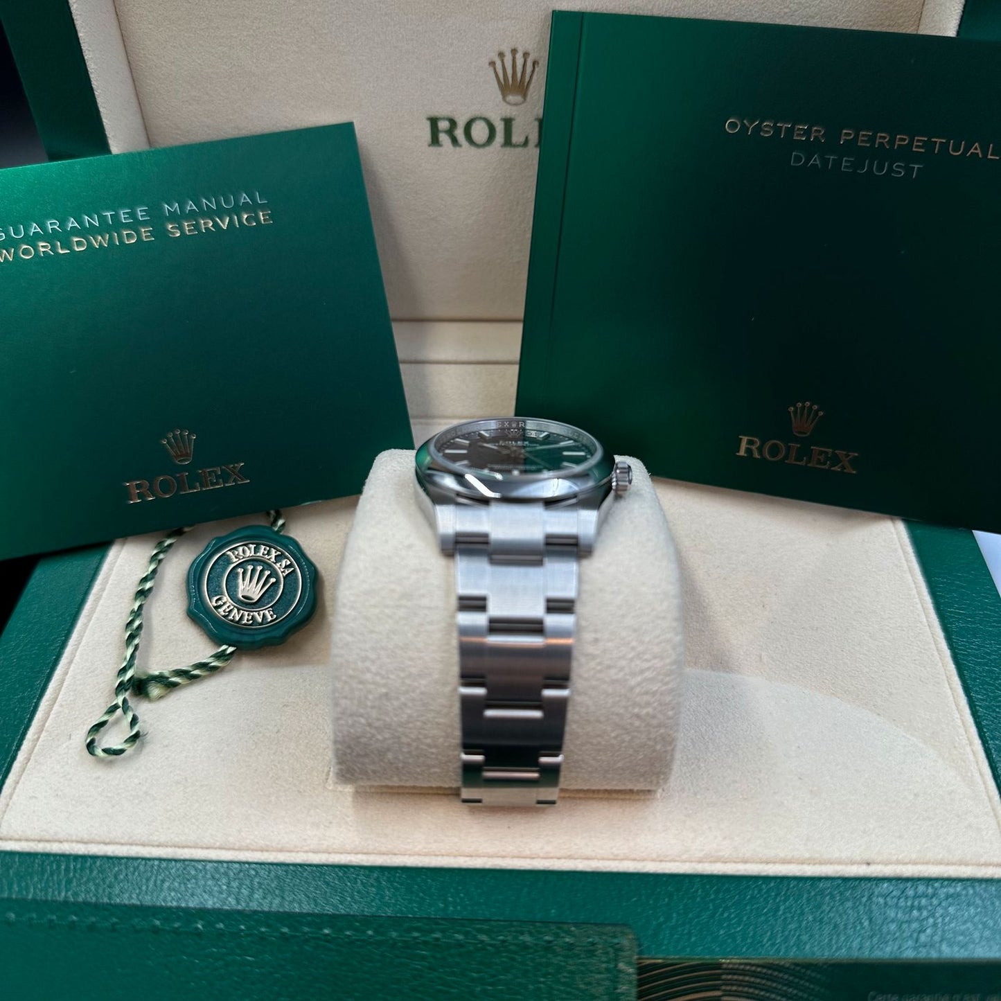 Rolex Datejust Oyster Perpetual 34 Zifferblatt blau Full Set + EK Rechnung