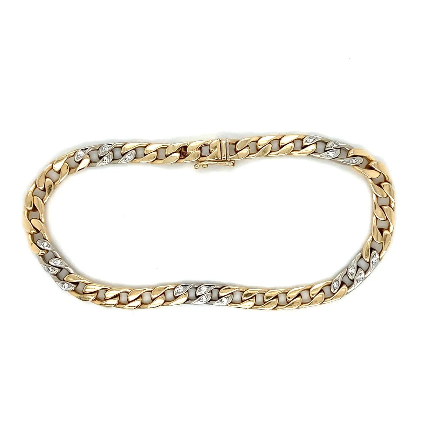 Panzer Bicolor Brill Armband 585er Gelbgold 14K Goldarmband 21cm