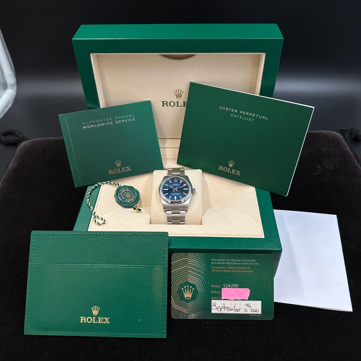 Rolex Datejust Oyster Perpetual 34 Zifferblatt blau Full Set + EK Rechnung