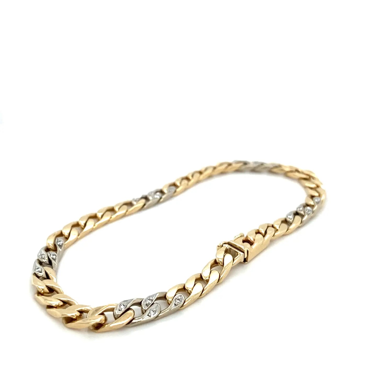Panzer Bicolor Brill Armband 585er Gelbgold 14K Goldarmband 21cm