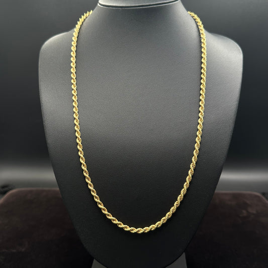 Kordelkette 333er Gelbgold 8 Karat 61cm x 4mm Unisex Echtgold.