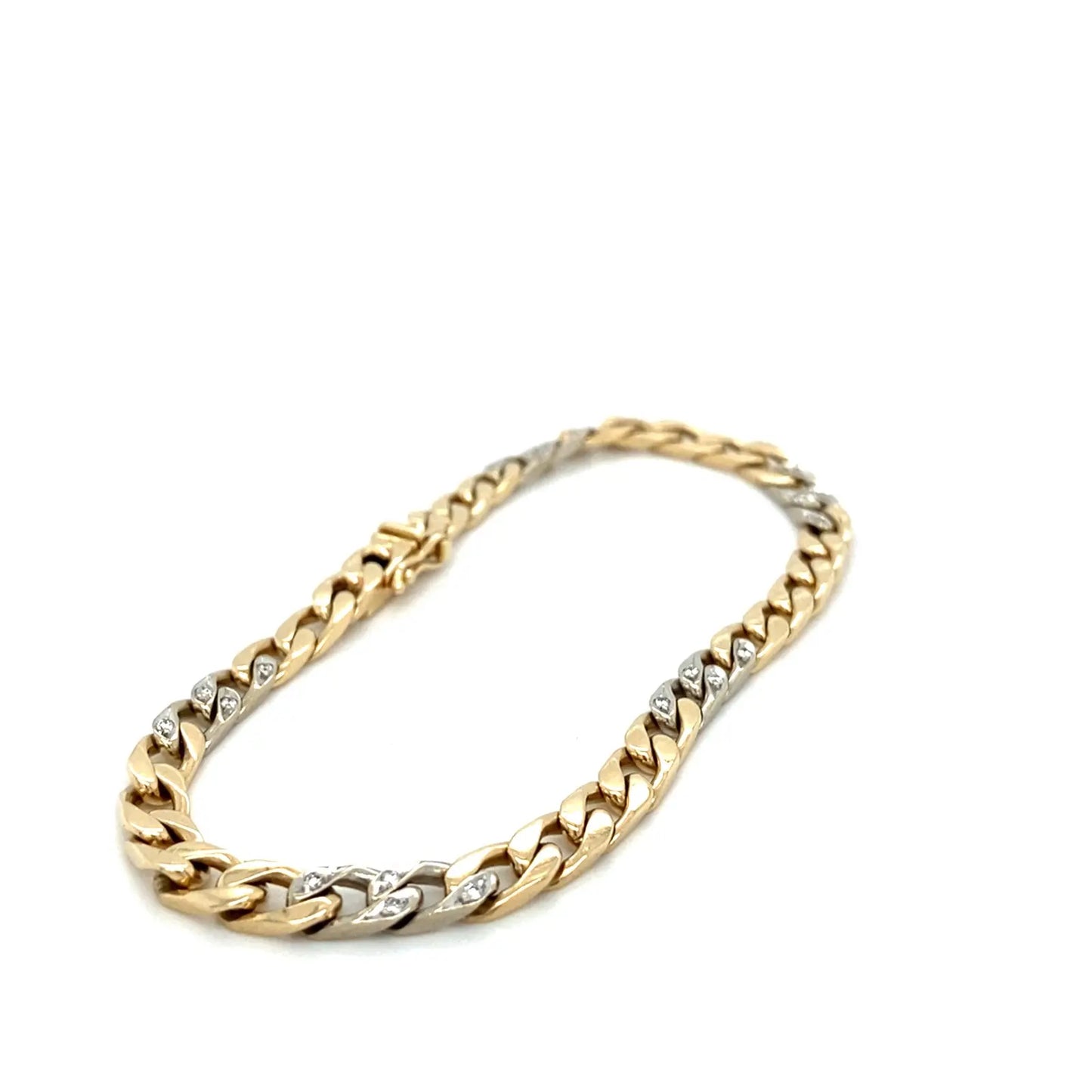Panzer Bicolor Brill Armband 585er Gelbgold 14K Goldarmband 21cm
