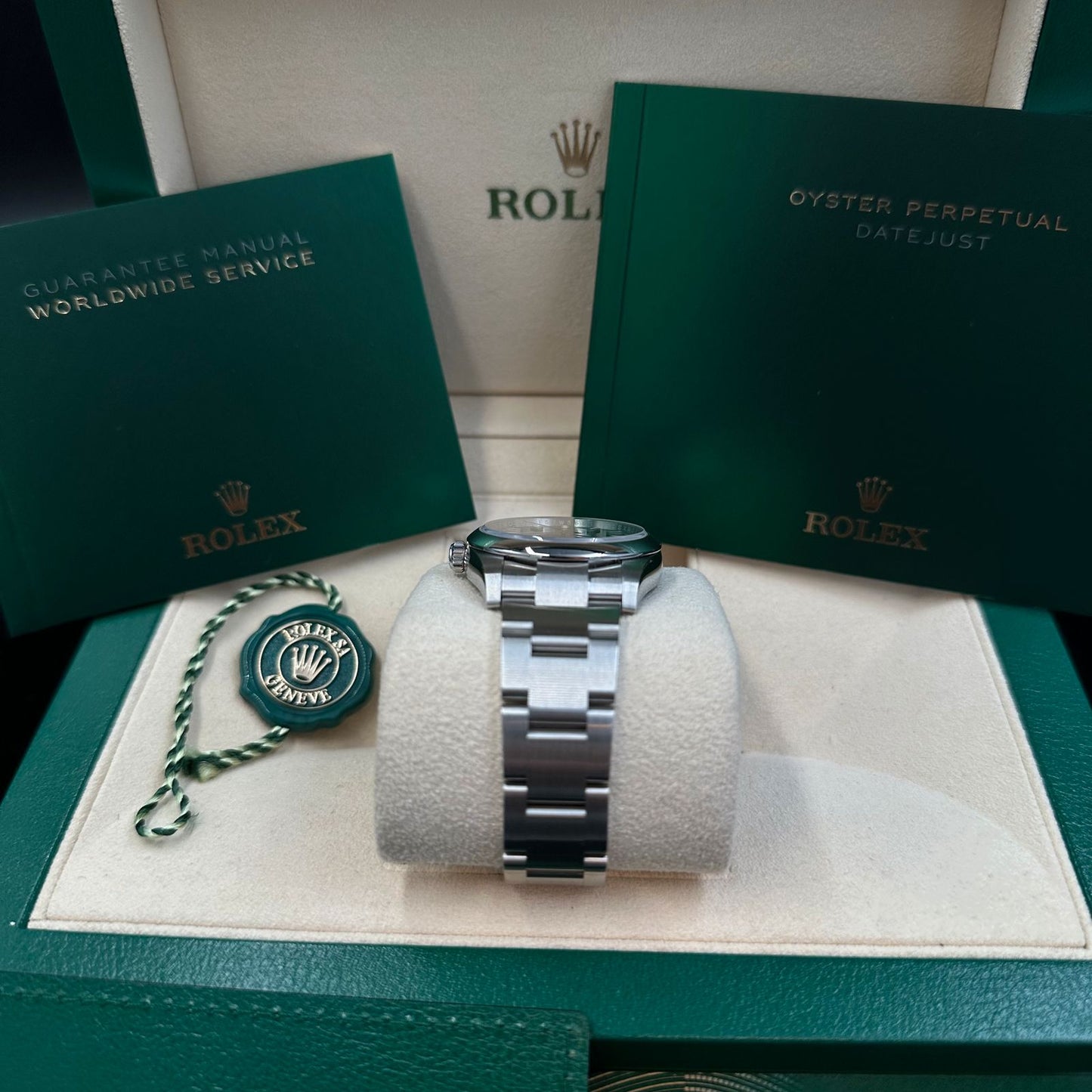 Rolex Datejust Oyster Perpetual 34 Zifferblatt blau Full Set + EK Rechnung