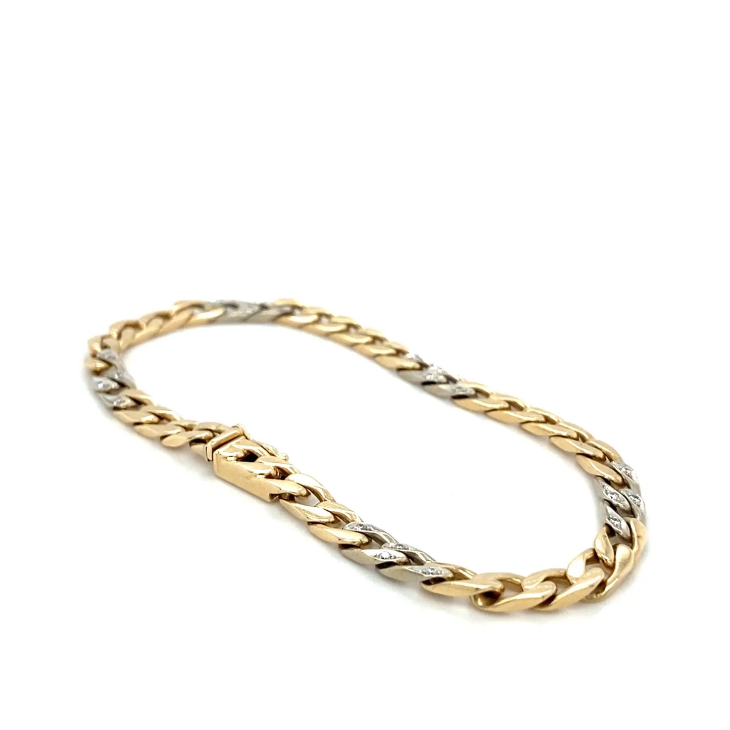 Panzer Bicolor Brill Armband 585er Gelbgold 14K Goldarmband 21cm