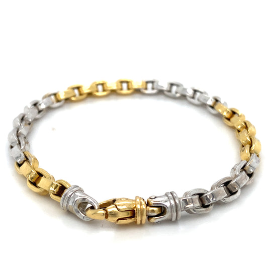 Bicolor Goldarmband 750er Ankerarmband Gelbgold 18Karat Weißgold 20,5cm x 5,6mm