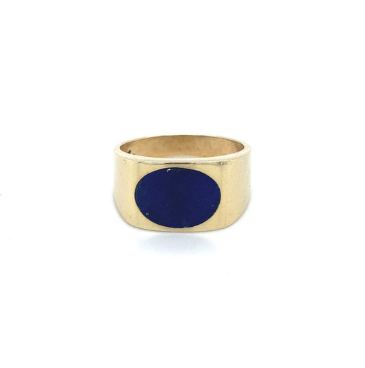Herren Goldring mit Lapis Lazuli Edelstein 14Karat 585 Gold Ring