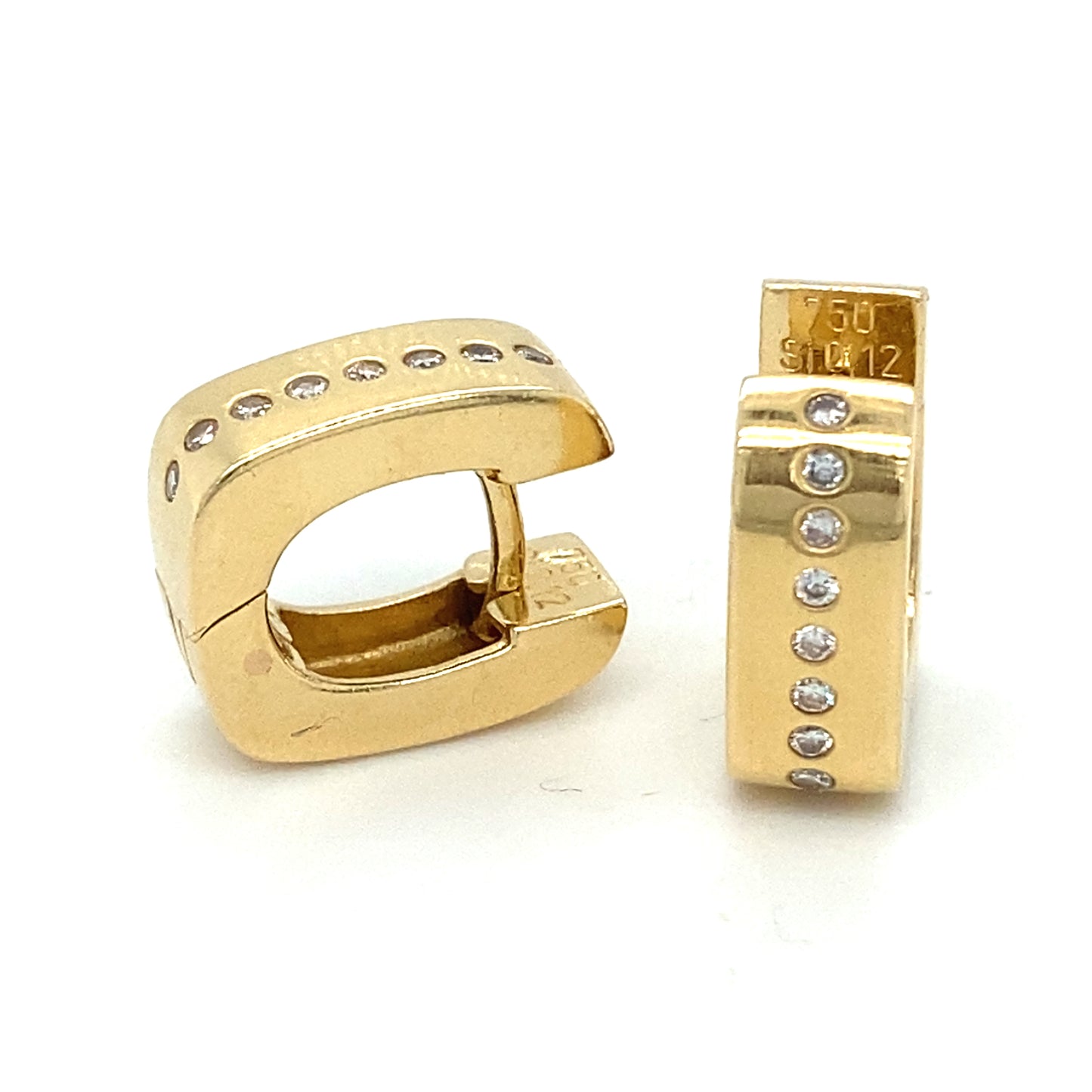 Creolen 0,24ct Brillanten 750er Gelbgold 18 Karat 13mm x 15mm Ohrringe Ohrstecker