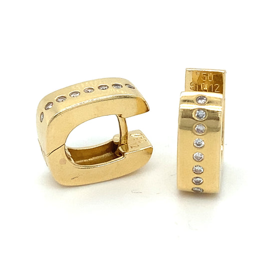 Creolen 0,24ct Brillanten 750er Gelbgold 18 Karat 13mm x 15mm Ohrringe Ohrstecker