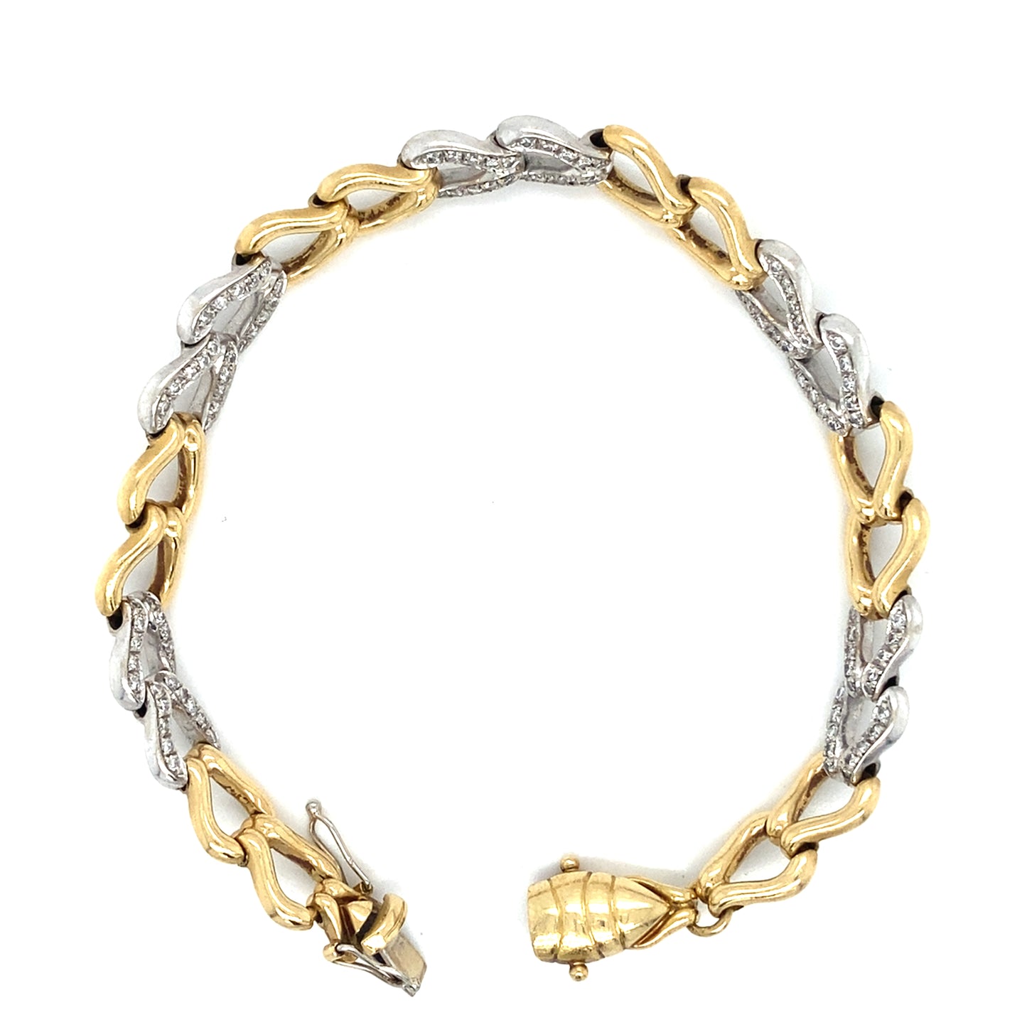 Brillantenarmband Bicolor 750er Gold Armband 18 Karat Panzer Figaro mit Wertgutachten über 9400€