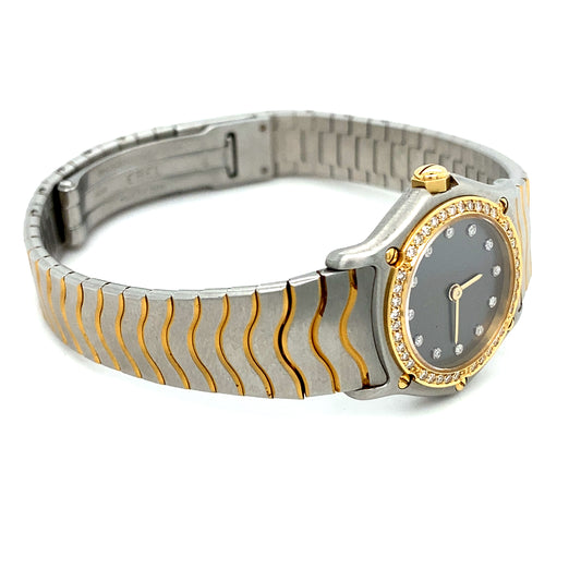 EBEL Wave Sport Classique Wave QUARZ Damenuhr Stahl/Gold 23mm Brillanten Lünnette