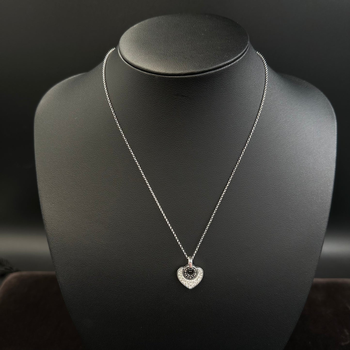 BVLGARI Erbsenkette+Anhänger 42cm x 1mm 18Karat Weißgold Goldkette
