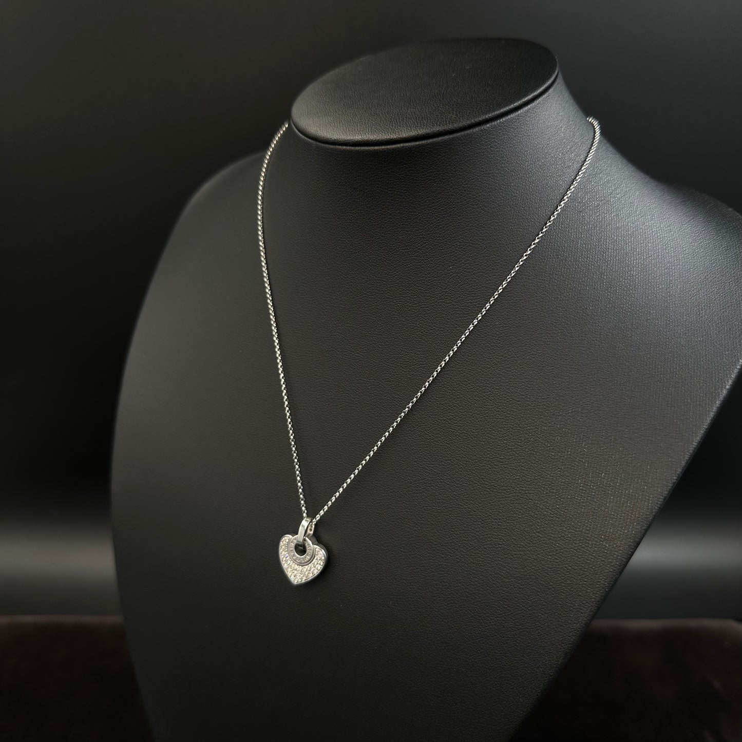 BVLGARI Erbsenkette+Anhänger 42cm x 1mm 18Karat Weißgold Goldkette