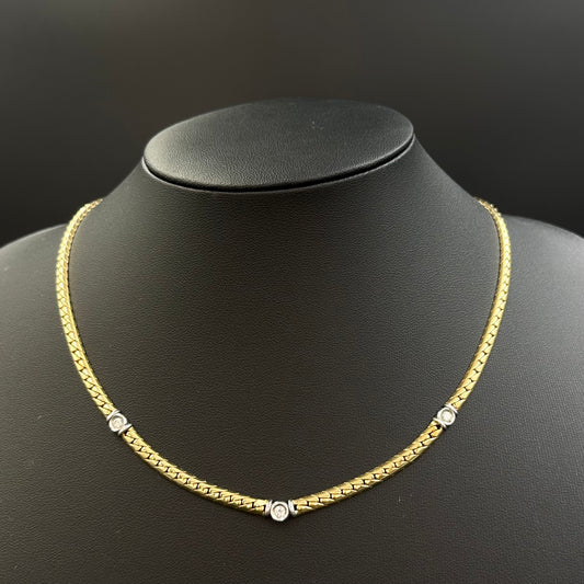 Brillanten Collier 40cm x 3mm 14Karat Gelbgold