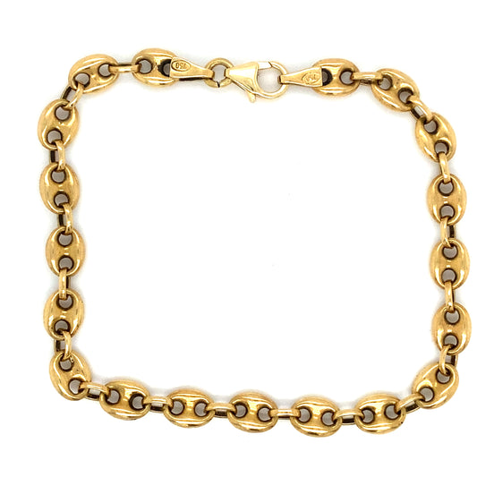 Bohnen Armband 750er Gold 20cm x  5mm Armband 18Karat Panzerkette Figaro