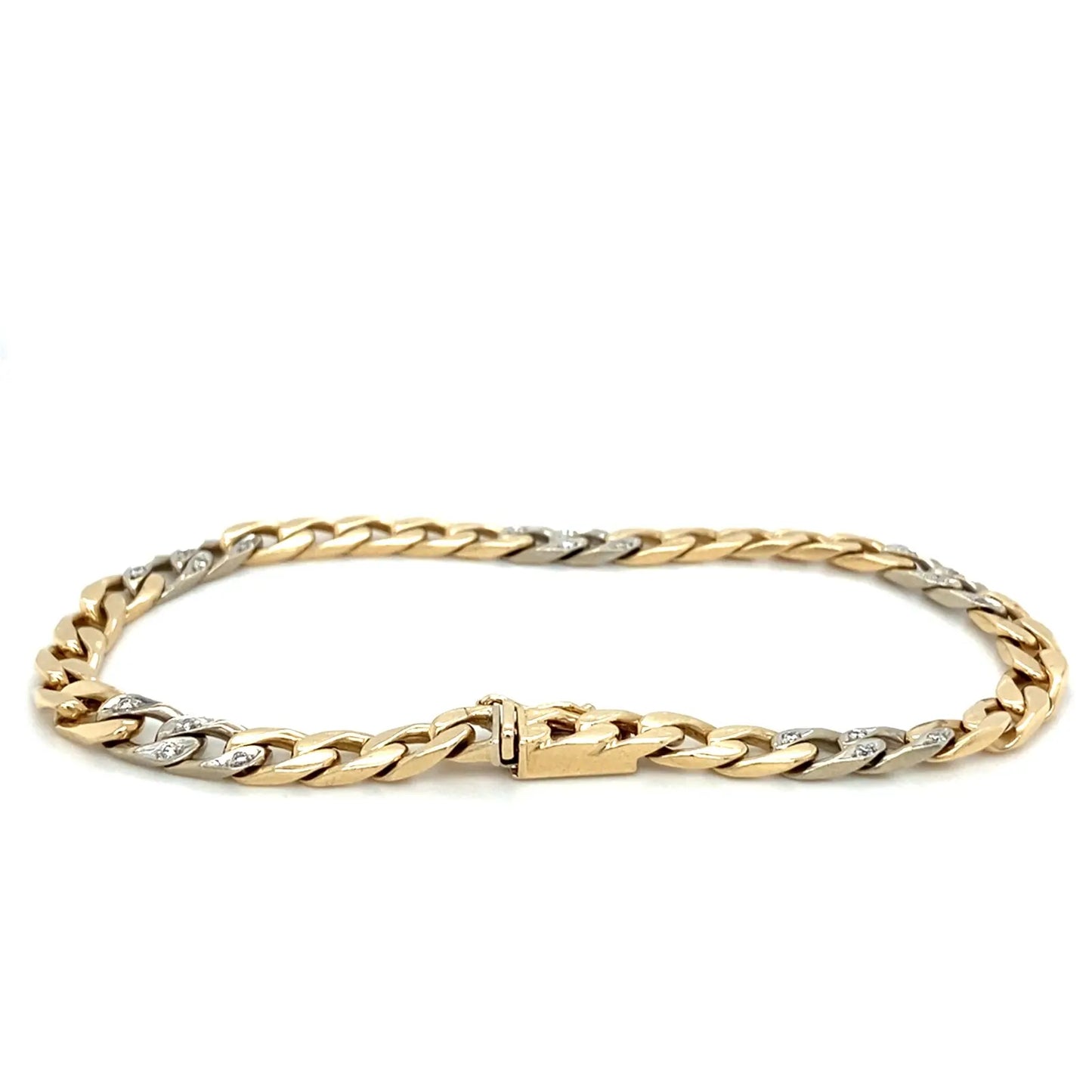Panzer Bicolor Brill Armband 585er Gelbgold 14K Goldarmband 21cm